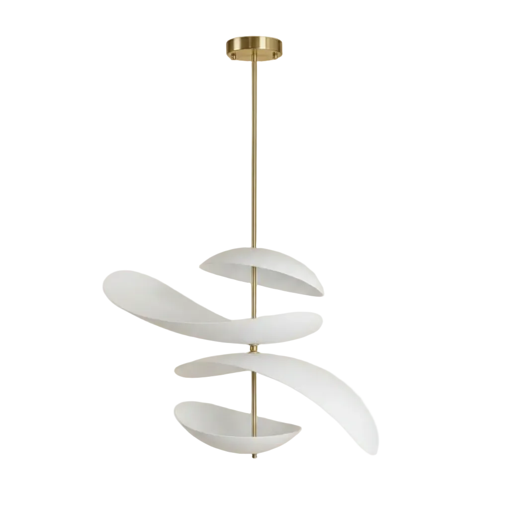 Bloom Petal Pendant 4-Tier: Dia 29.5" (Dia 75 cm) Brass + White Glowryte