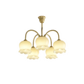 Cove Resin Sphere Pendant 5-Light: Dia 21.6" × H 17.7" (Dia 55 × H 45 cm) Brass + White Glowryte