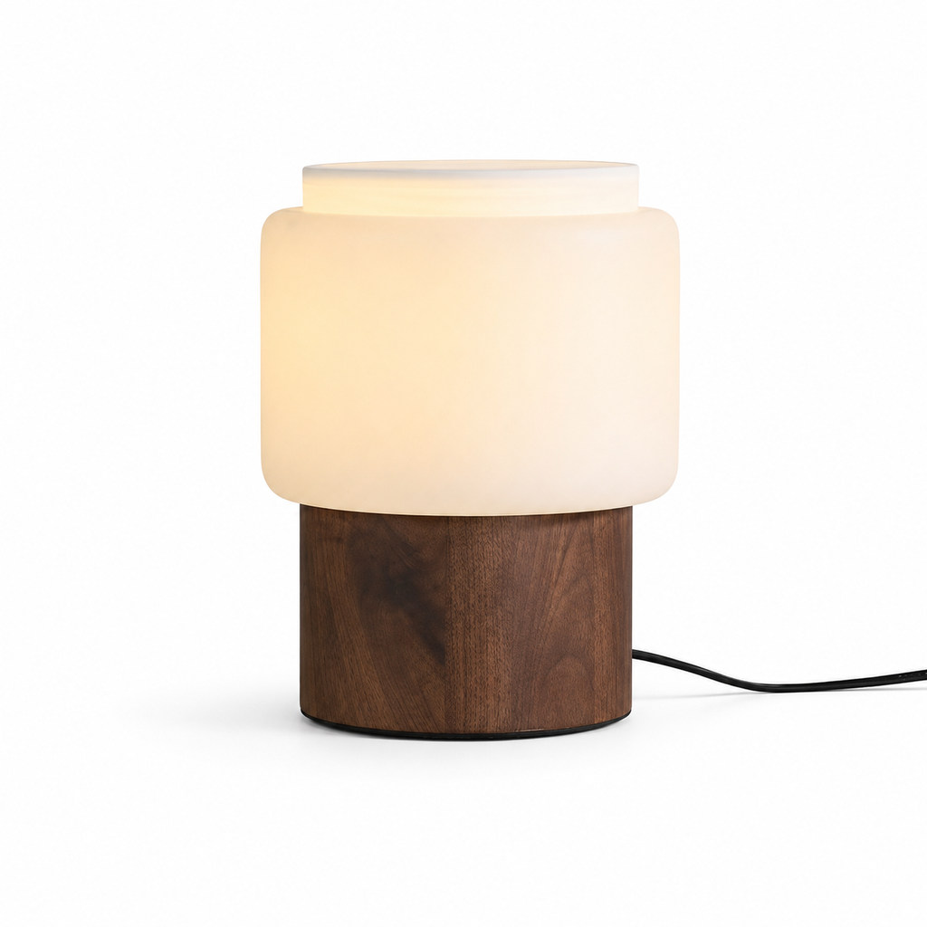 Noma Alabaster Walnut Table Lamp Glowryte