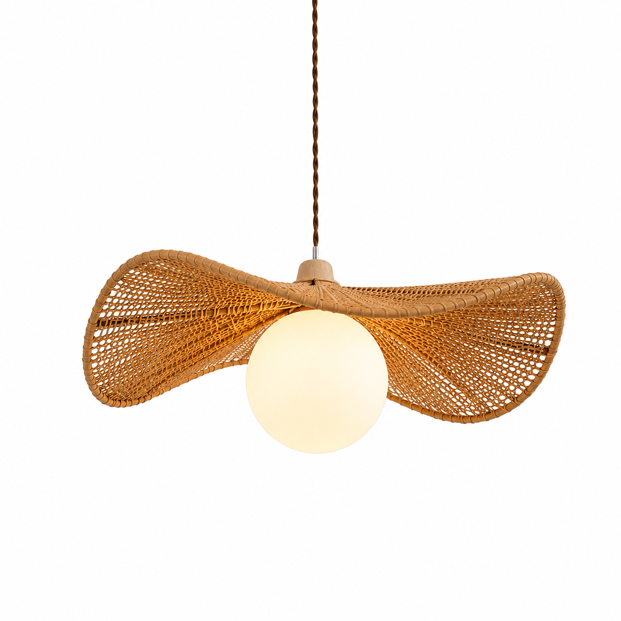 Soleil Rattan Wing Pendant Glowryte