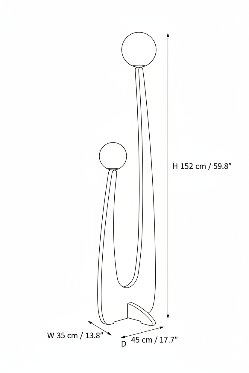 Cactus Floor Lamp — Technical Dimension Line Drawing