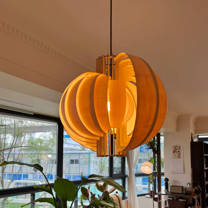 Orb Wood Pendant Light Glowryte