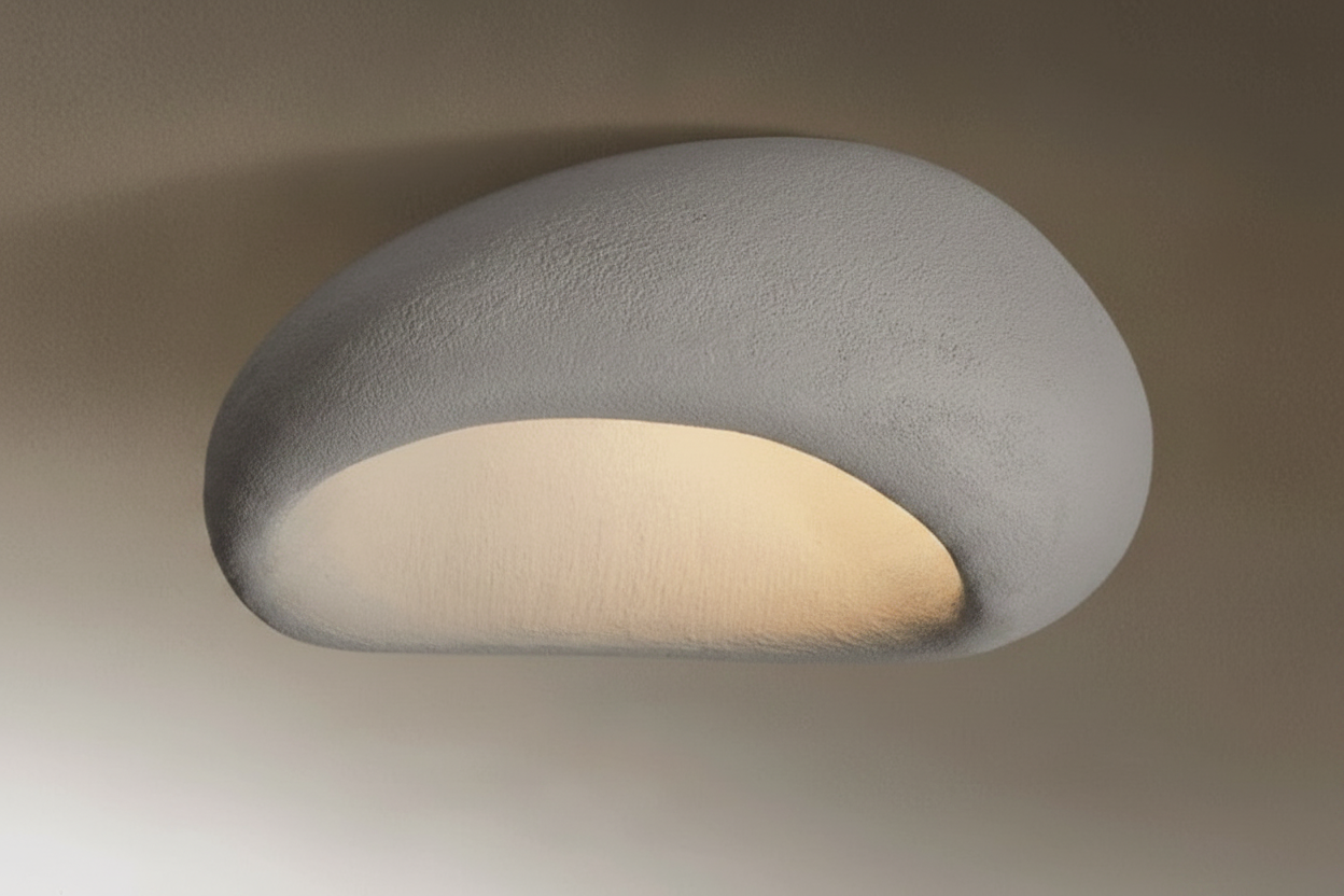 Pebble Plaster Flush Mount Ceiling Light Gray Glowryte