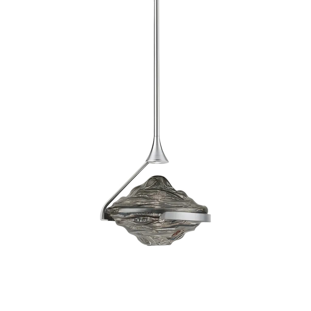 Sculptural Glass Pendant Light Dia 11" × H 47.2" Dia 28cm × H 120cm Smoke Grey Glowryte
