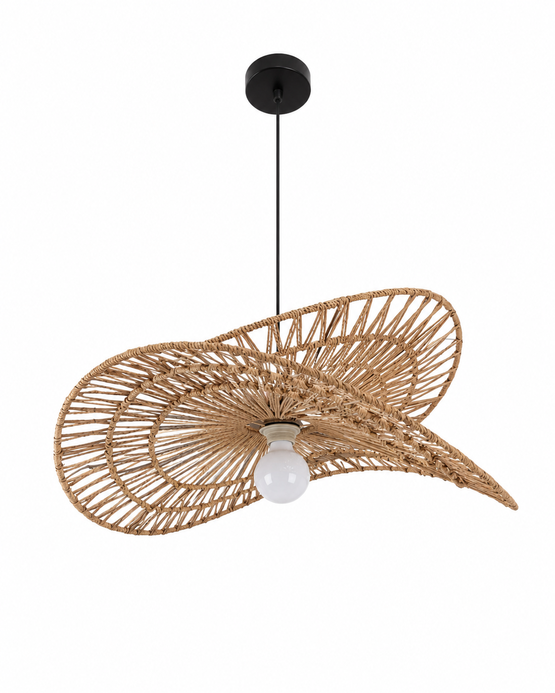 Natural Woven Fringe Pendant Light Glowryte