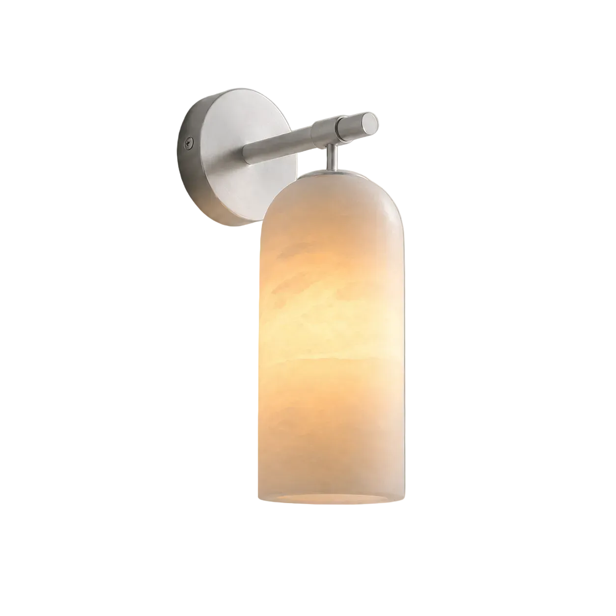 Alba Alabaster Wall Sconce W 3.9" × H 7.9" (W 10cm × H 20cm) Nickel& White Glowryte