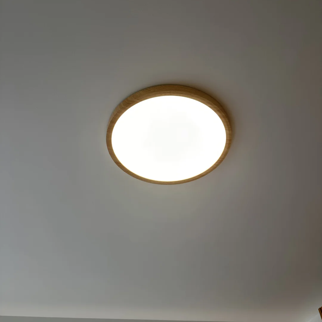 Round Wood Flush Mount Ceiling Light Glowryte