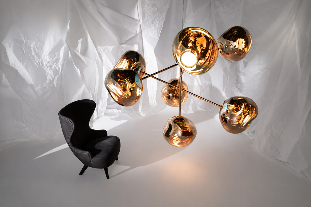 LAVA Orb Melt Chandelier Dia 39.3" × H 35.4“ (Dia 100 × 90 cm) Gold Glowryte