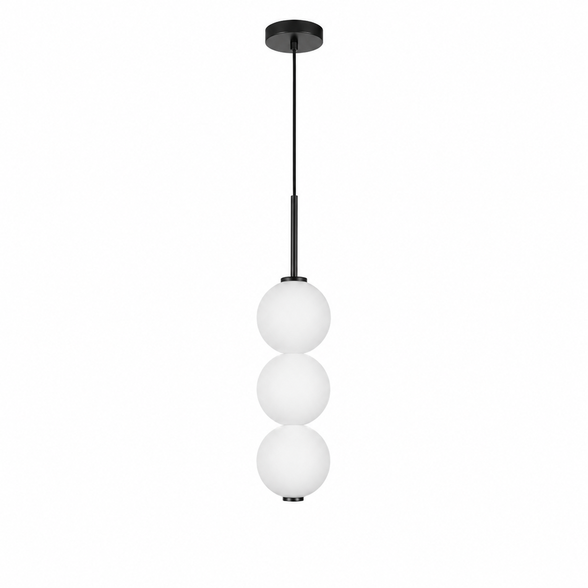 Elen Modern Pendant Light 3-Globes: L 14.5" × 3.9” (L 37 × W 10 cm) Black Glowryte
