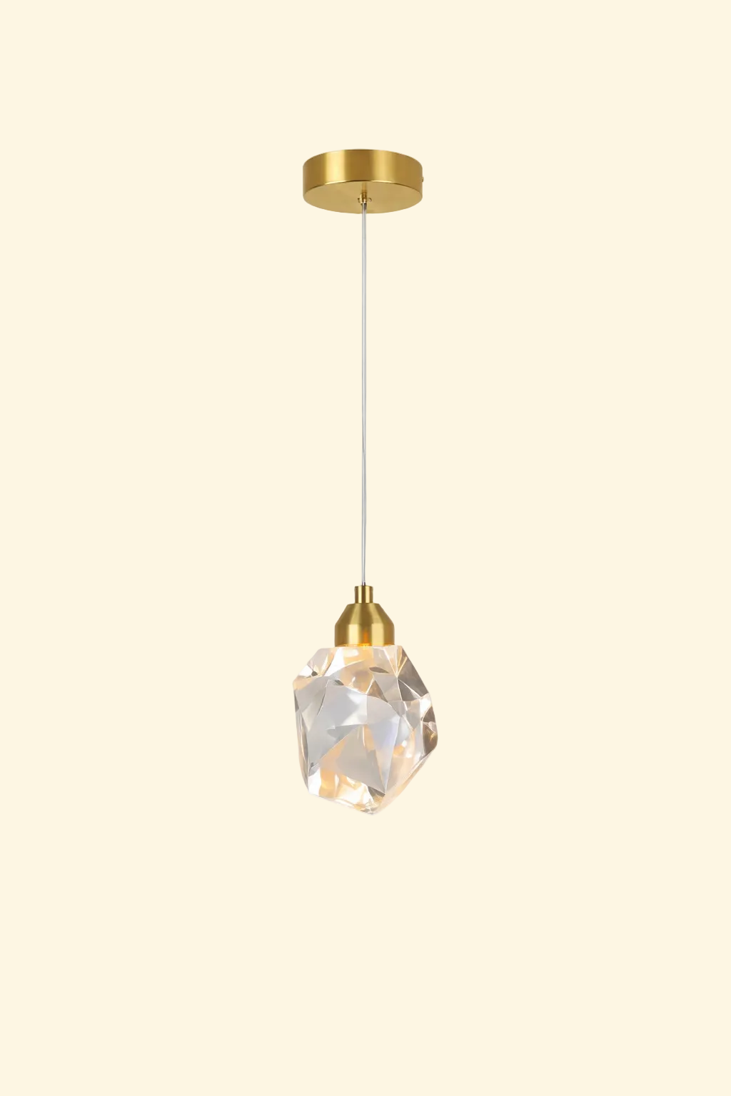 Celeste Teardrop Pendant D 3.5" × H 5.9" (D 9.0 × H 15.0 cm) Brass + Clear Glowryte