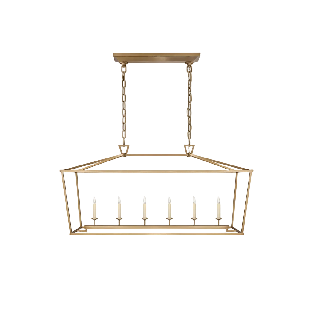 Daven Lantern Chandelier 6-Light: L 54" x H 25.5" (L 137 × H 65 cm) Gold Glowryte
