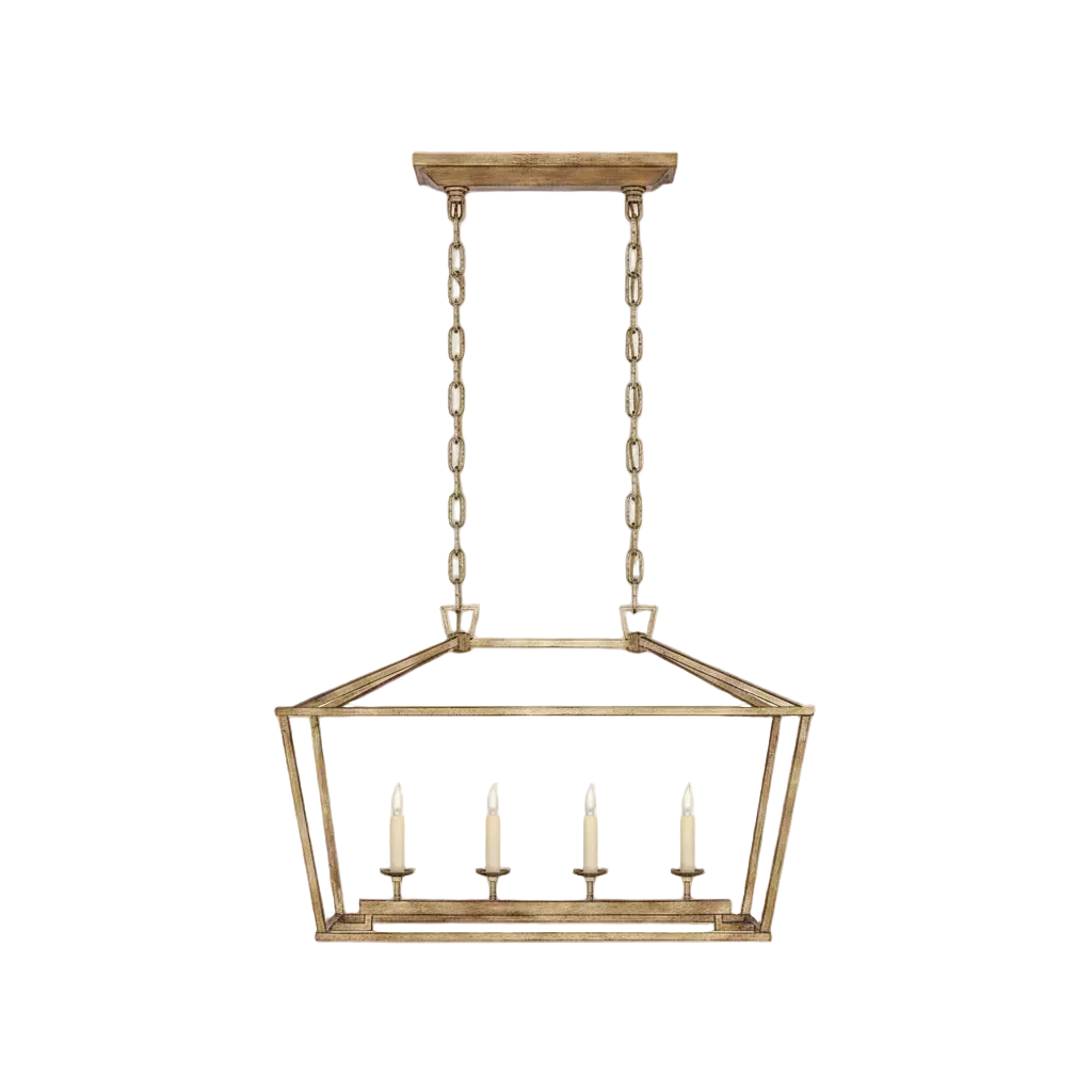 Daven Lantern Chandelier 4-Light: L 31.4" x H 19.6" (L 80 × H 50 cm) Gold Glowryte