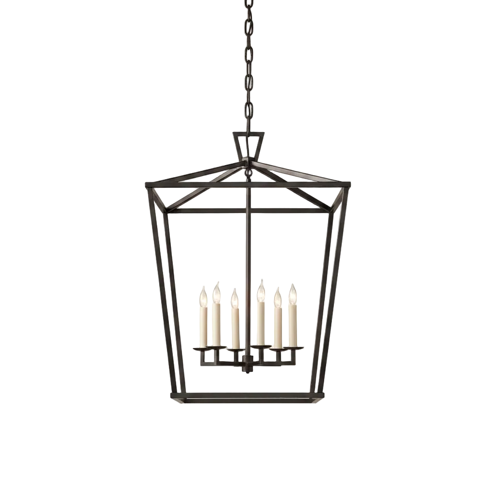 Daven Square Lantern Chandelier 6-Light: L 43 × W 43 × H 58 cm (L 16.9" × W 16.9" × H 22.8") Black Glowryte