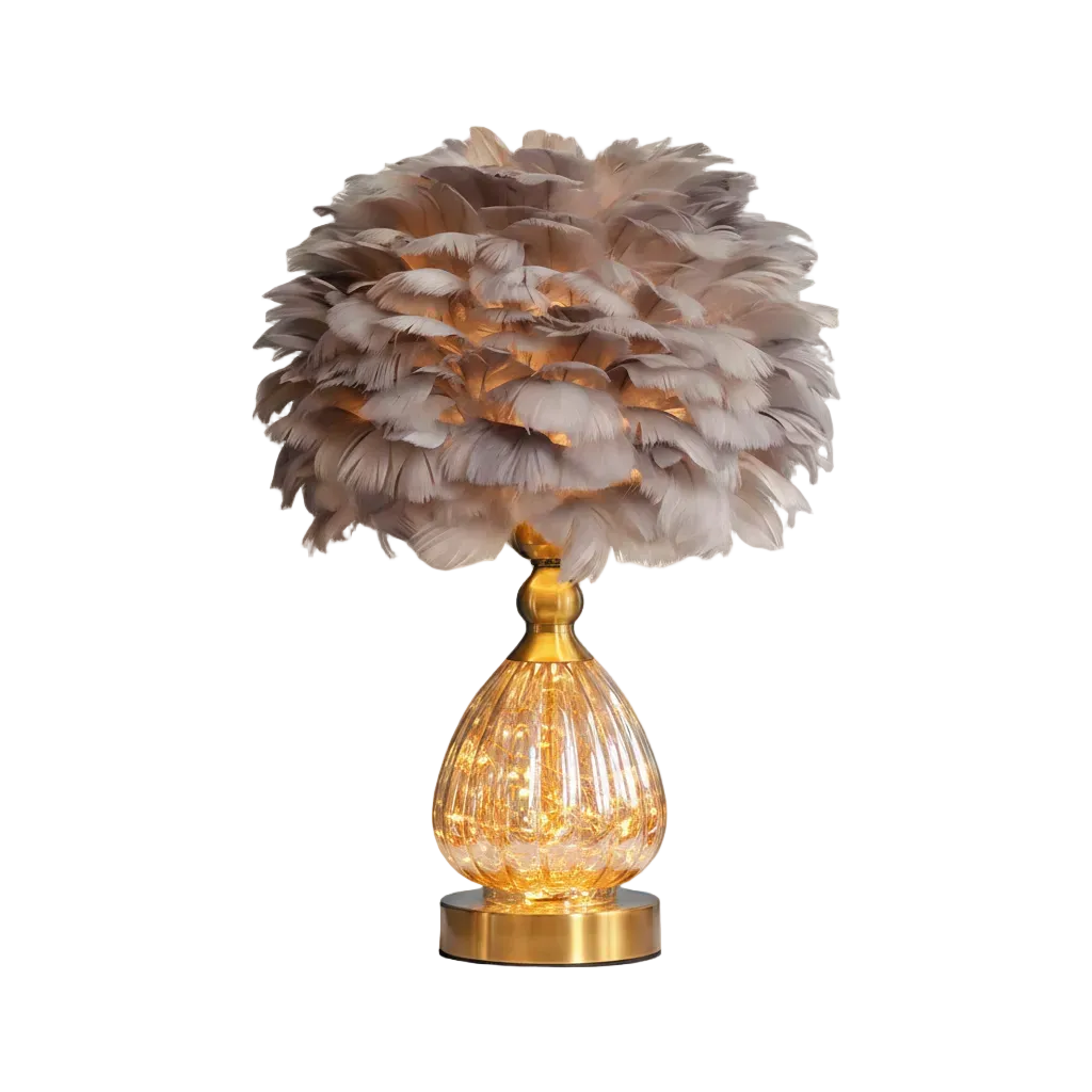 Plume Crystal Table Lamp Grey Warm Light Dia 13.7" × H 17.7" (Dia 35 × H 45 cm) Glowryte