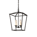 Daven Square Lantern Chandelier 4-Light: L 30 × W 30 × H 45 cm (L 11.8" × W 11.8" × H 17.7") Black Glowryte
