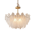 Plume Pearl Chandelier 3-Light: Dia 15.7" × H 11.8" (Dia 40 × H 30 cm) Brass + White Glowryte