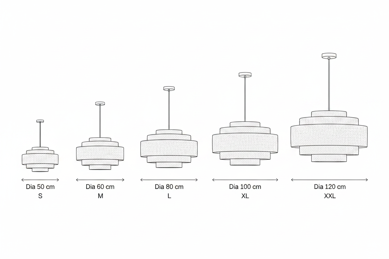 Kago Rattan Pendant Light — Dia Only Spec Drawing