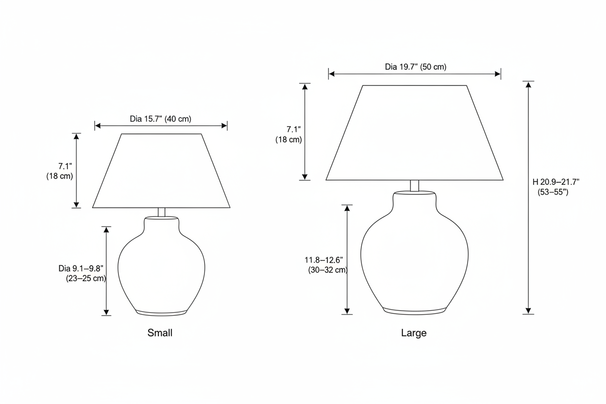 Maison Ceramic Table Lamp — Size Spec Line Drawing