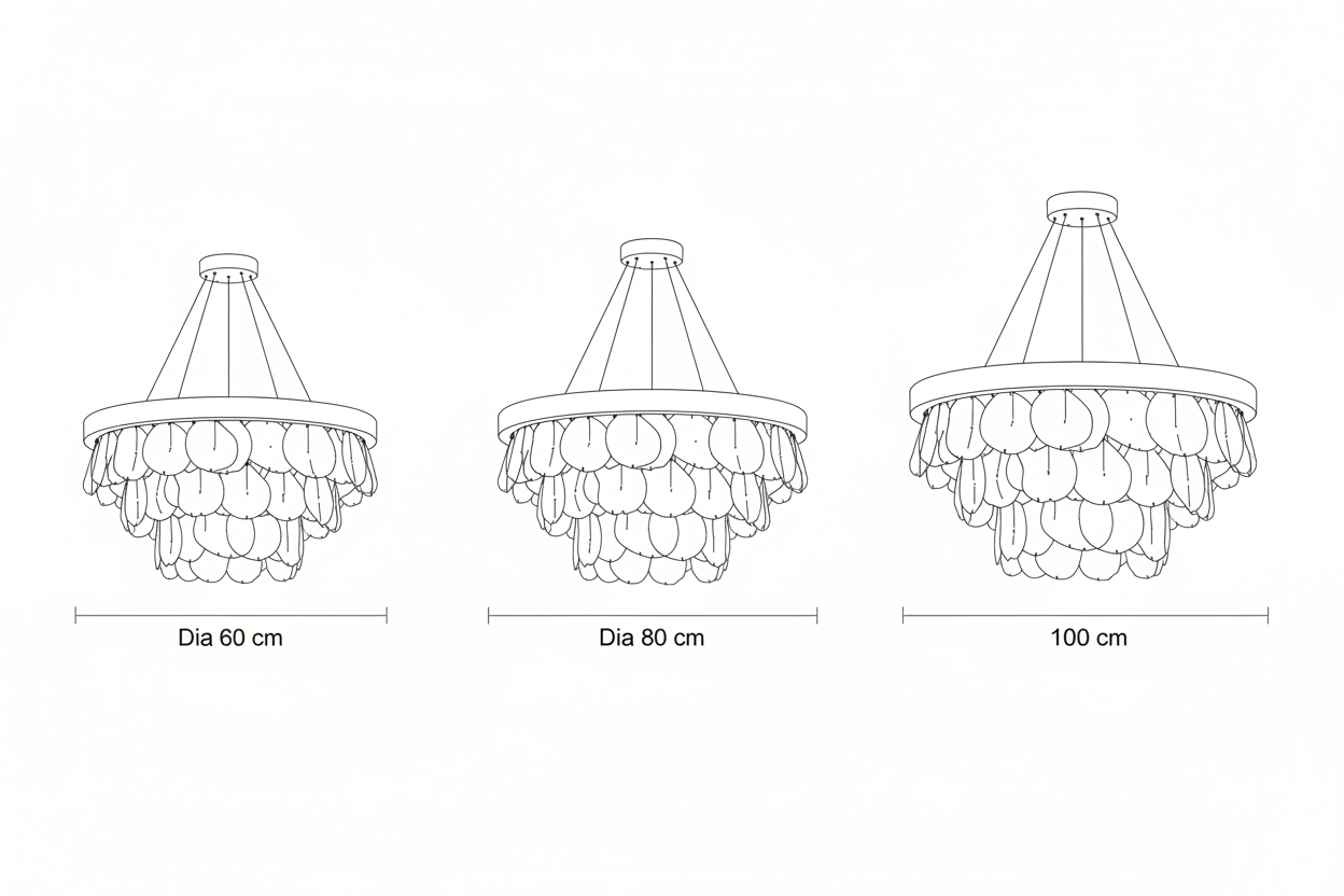 Neva Shell Layered Chandelier 比例尺寸线稿图