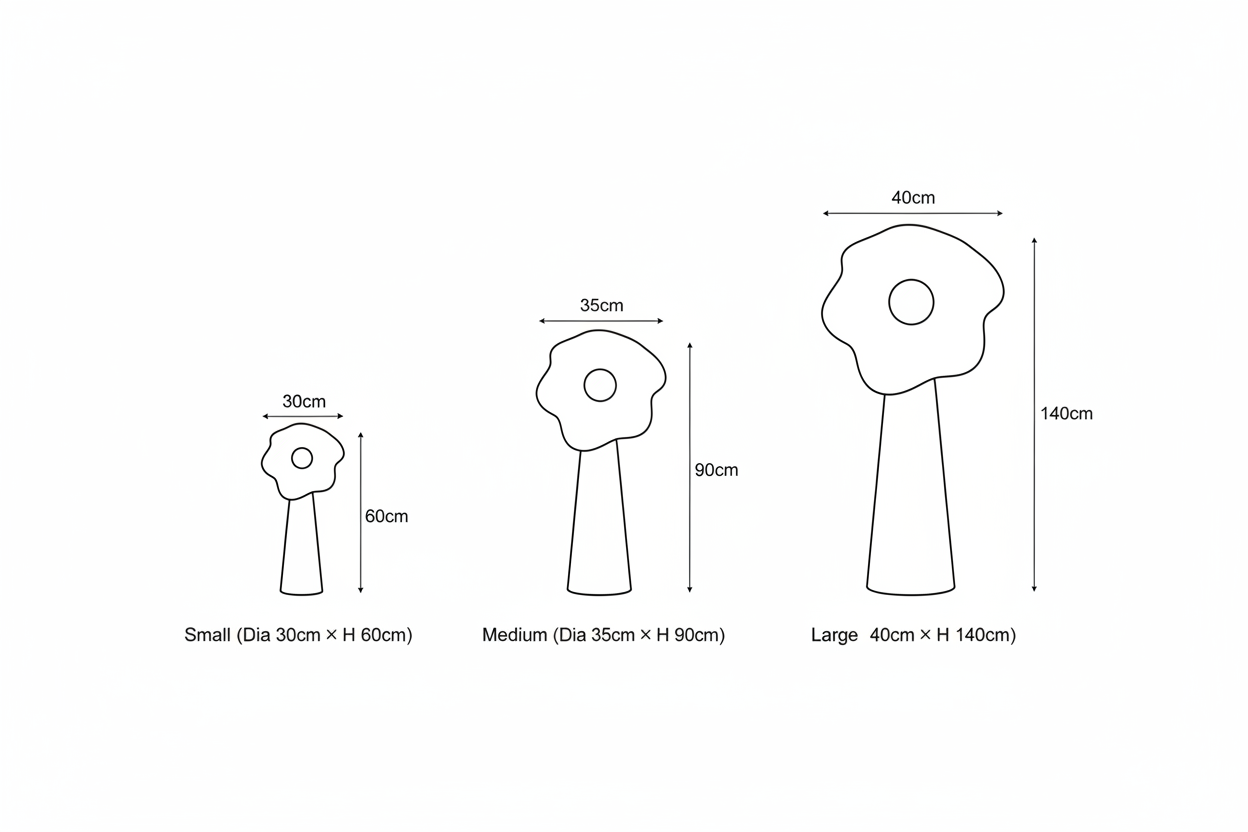 Nube Washi Mushroom Floor Lamp — Technical Line Drawing