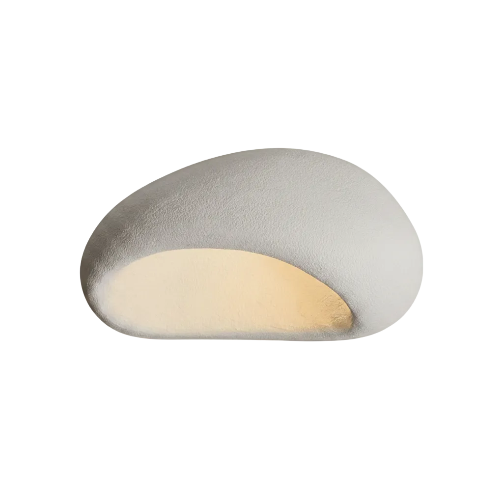 Pebble Plaster Flush Mount Ceiling Light White Glowryte