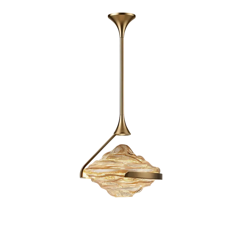 Sculptural Glass Pendant Light Dia 11" × H 47.2" Dia 28cm × H 120cm Amber Glowryte