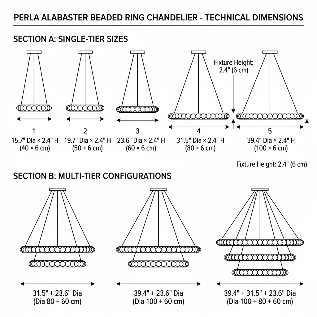 Perla Alabaster Beaded Ring Chandelier Glowryte