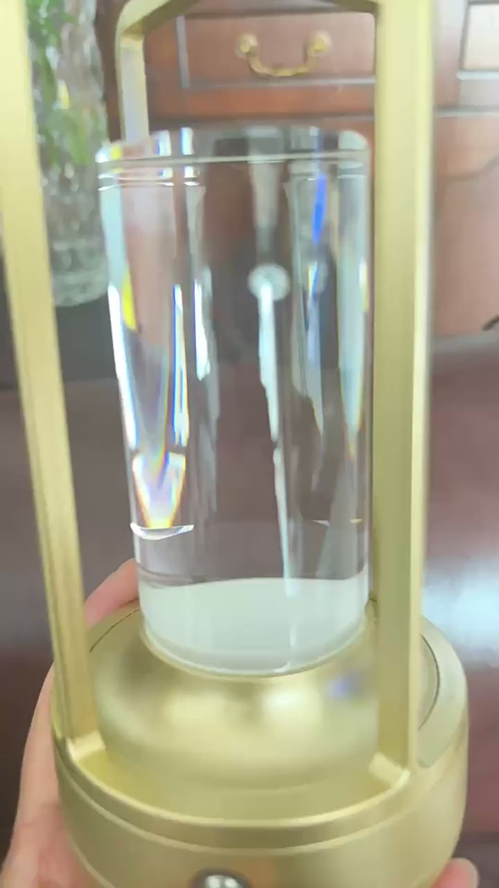 Tri-Color Rechargeable Touch Table Lamp with Glass Cylinder