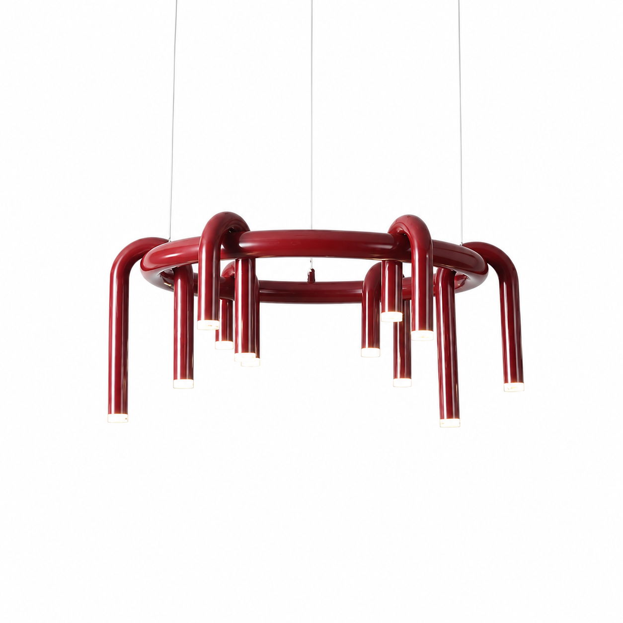 U-Loop Round Pendant Light Round Single Dia 24" (Dia60 cm) Wine Red Glowryte