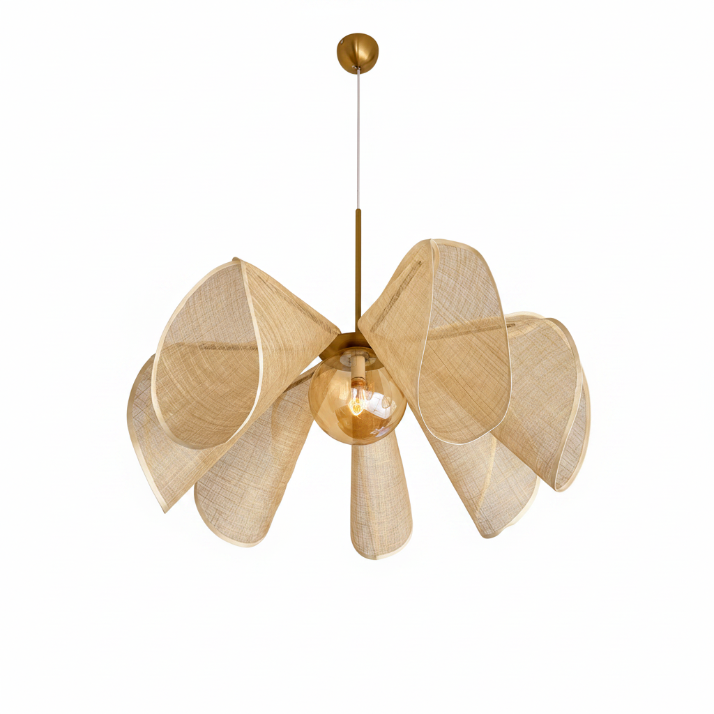 Soleil Linen Chandelier White Background