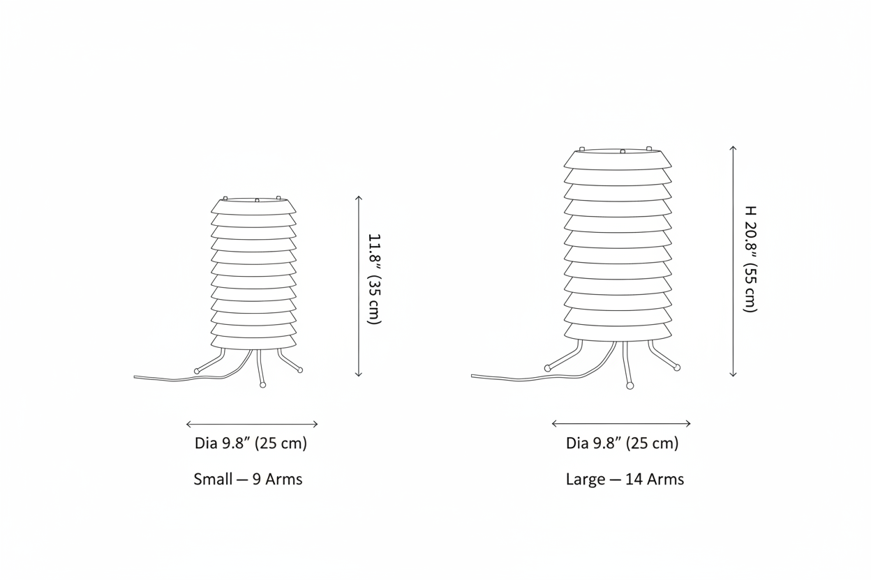 Soleil Multi-Arm Iron Table Lamp — Size Spec Line Drawing
