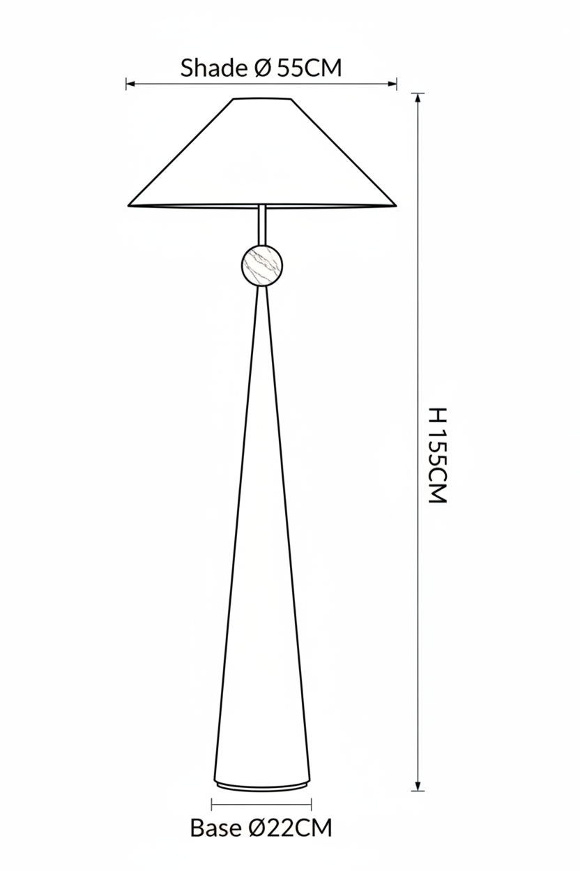 Spire Linen Floor Lamp — Black Line Drawing
