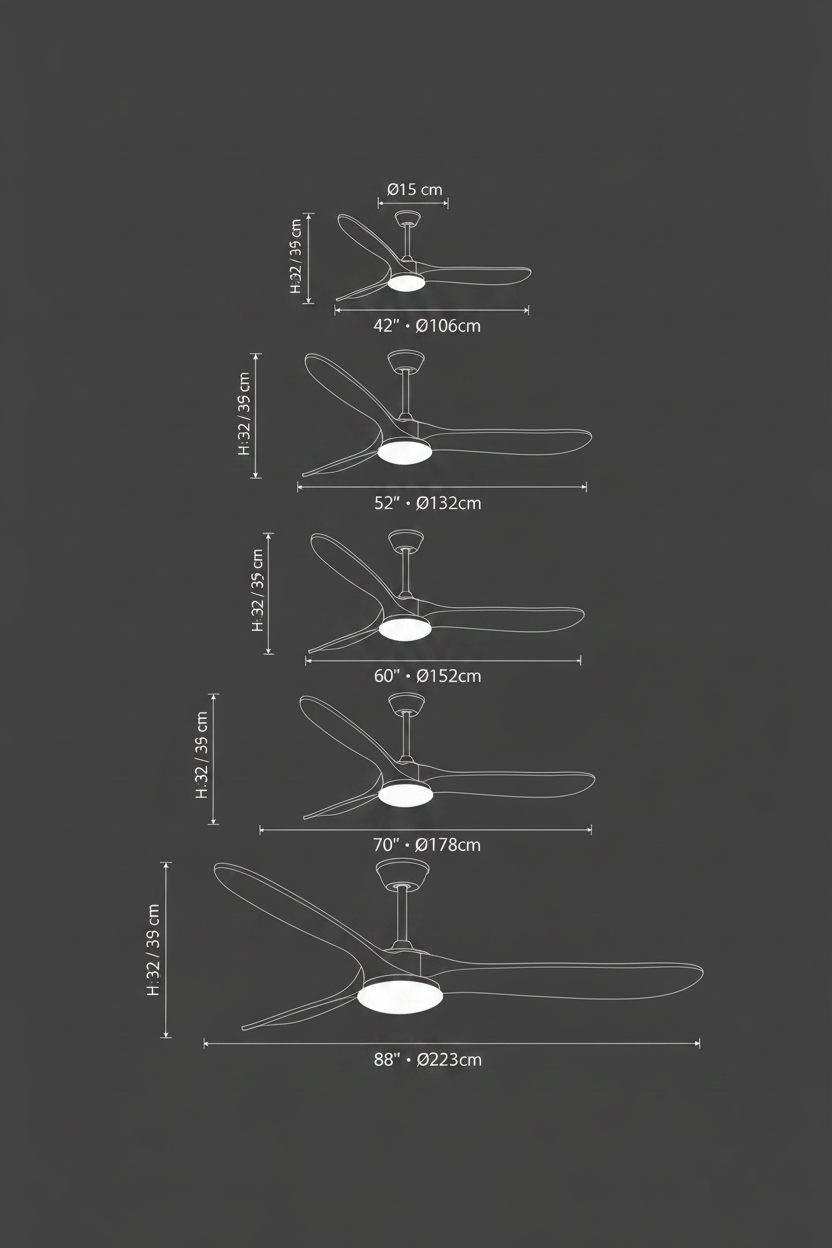 Volta Ceiling Fan - Full Spec Diagram