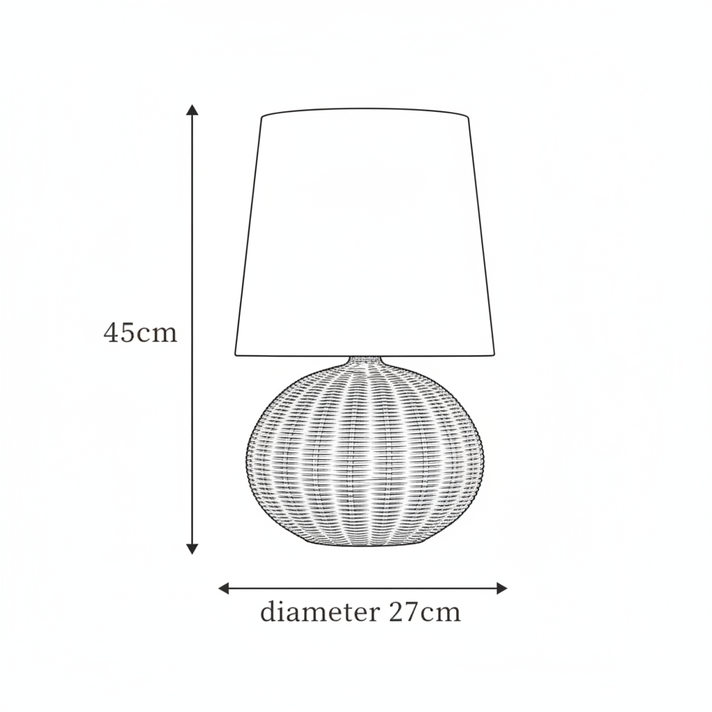 Wabi Rattan Table Lamp Spec Drawing