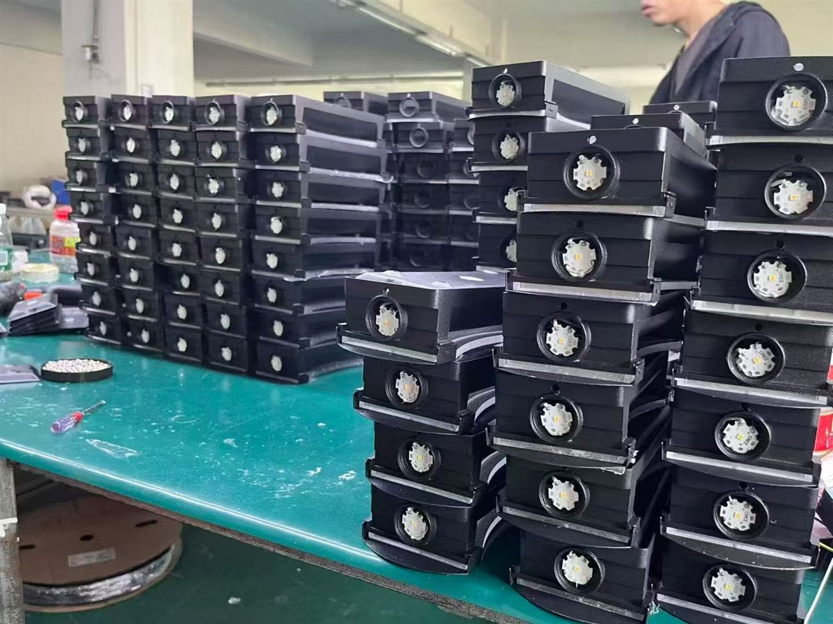 Black wall light housings with LED modules